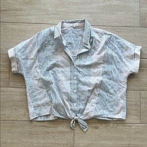 Madewell Striped Button-Up Tie-Front Shirt
